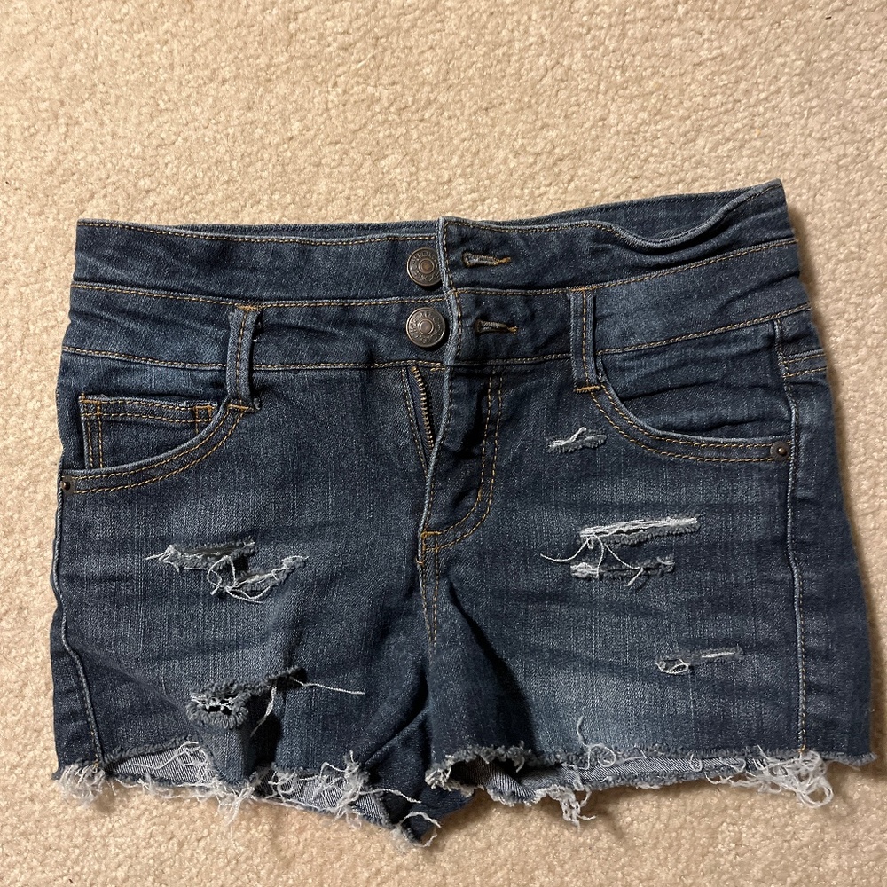 Cherokee- dark denim jean shorts with rips